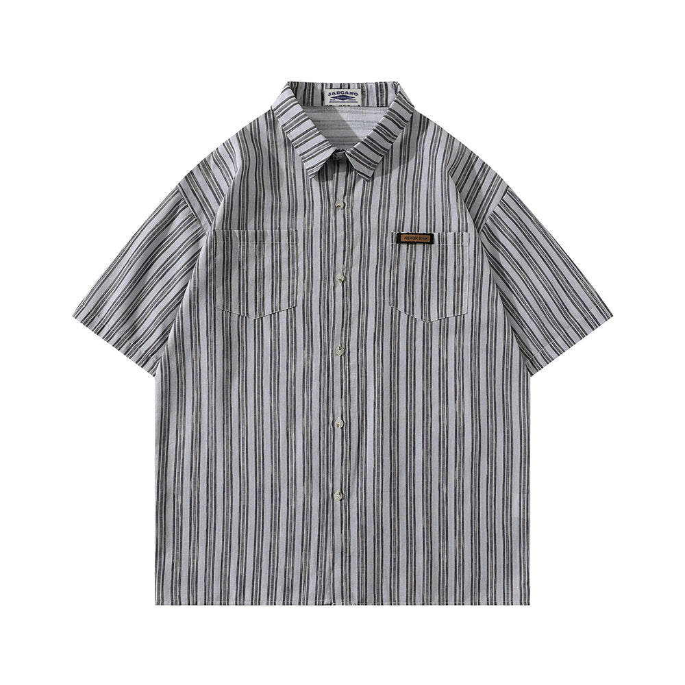 Striped Tie Short Sleeve Shirt
