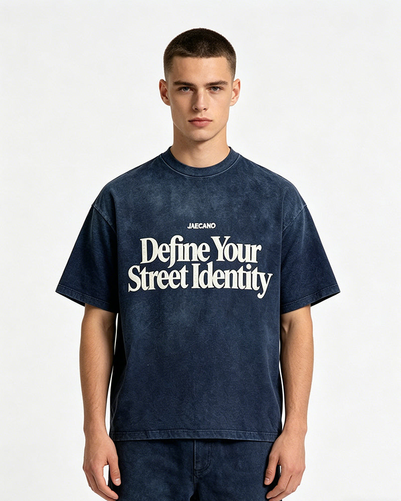 復古做舊印花短袖