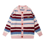 American contrast striped loose lapel sweater