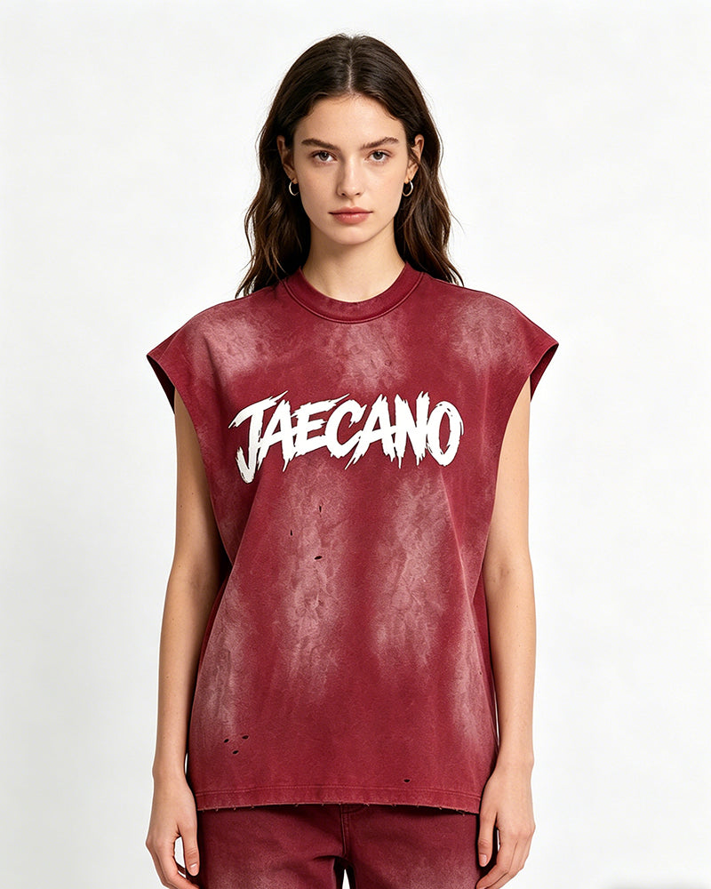 復古做舊無袖T恤