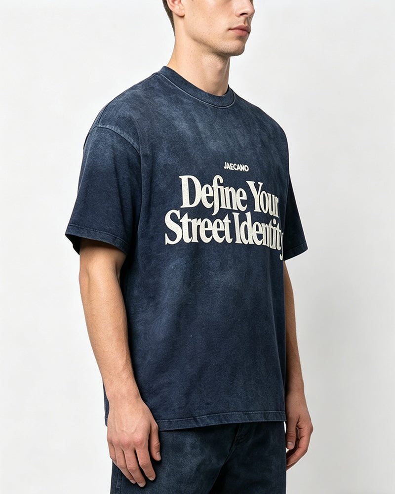 復古做舊印花短袖