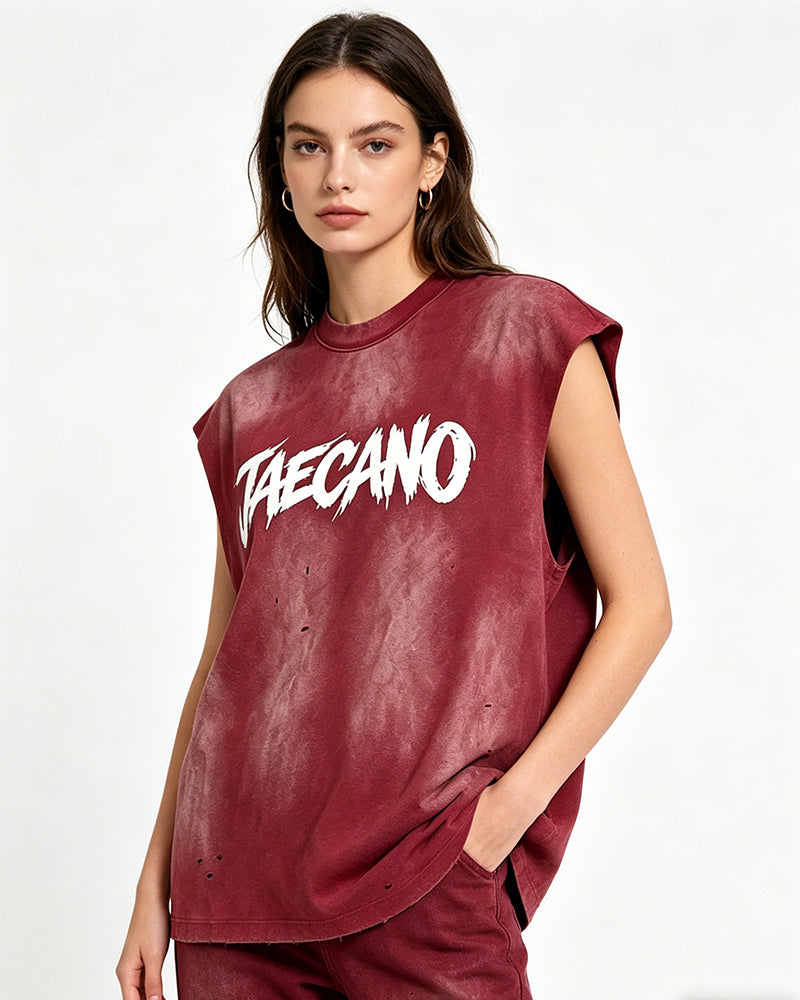 復古做舊無袖T恤