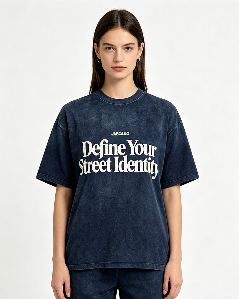 復古做舊印花短袖