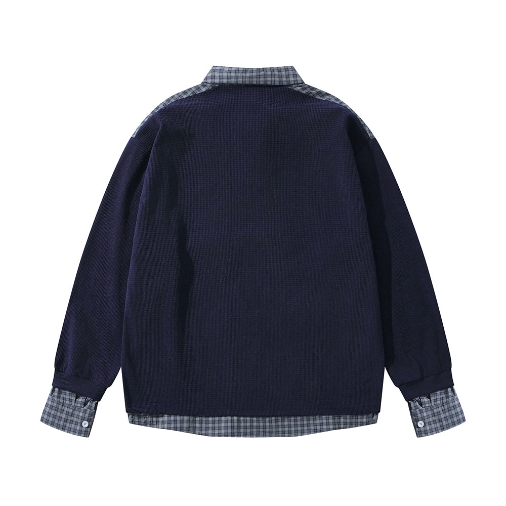 Retro fake two-piece long sleeves