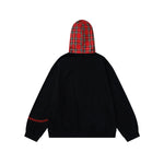 plaid panel hooded jacket