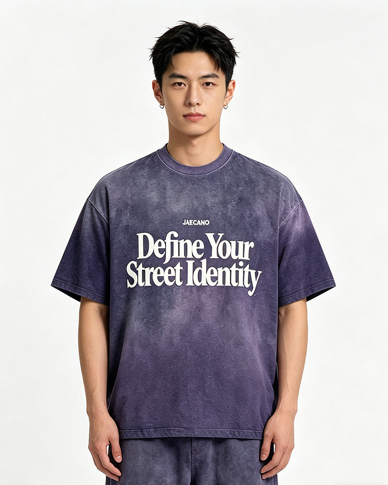 復古做舊印花短袖