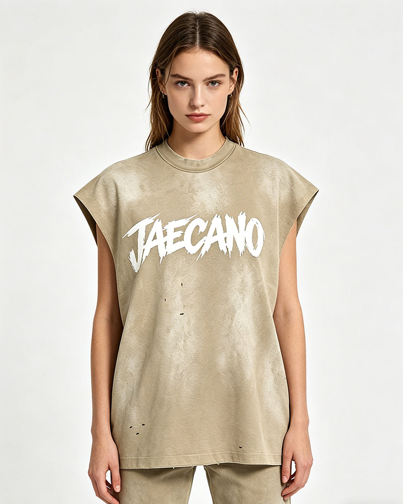 復古做舊無袖T恤