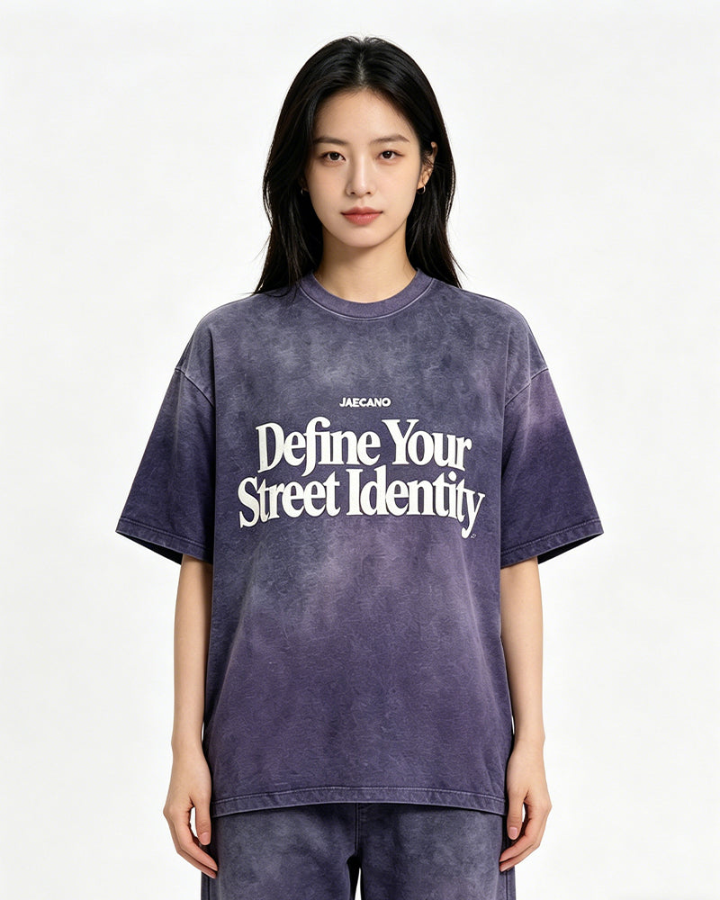 復古做舊印花短袖