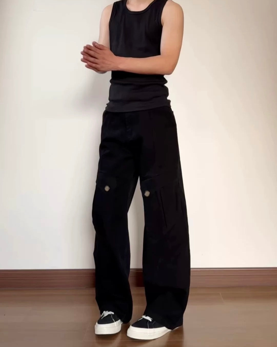 Vintage denim patchwork trousers