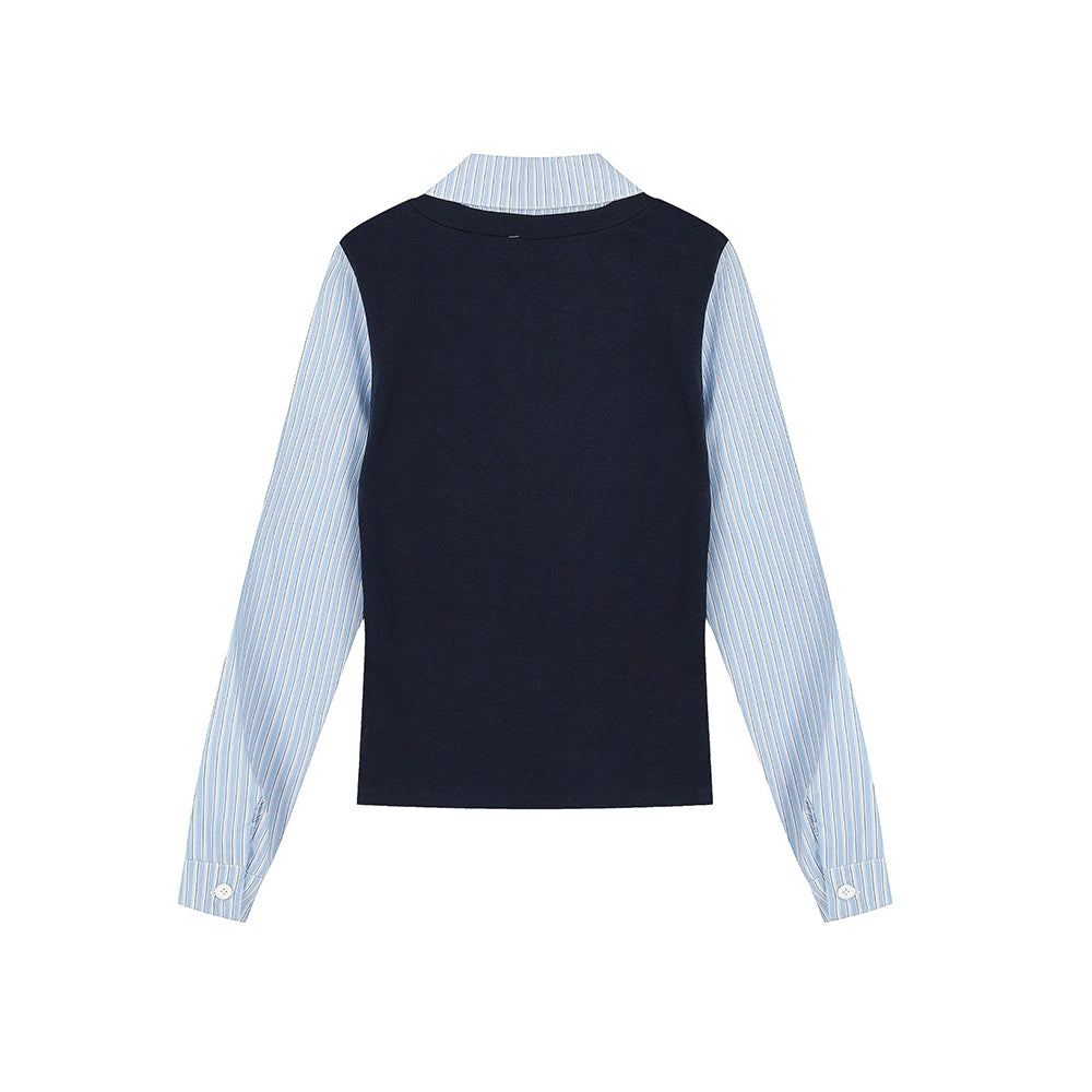 Fake two-piece long-sleeved shirt (women's)