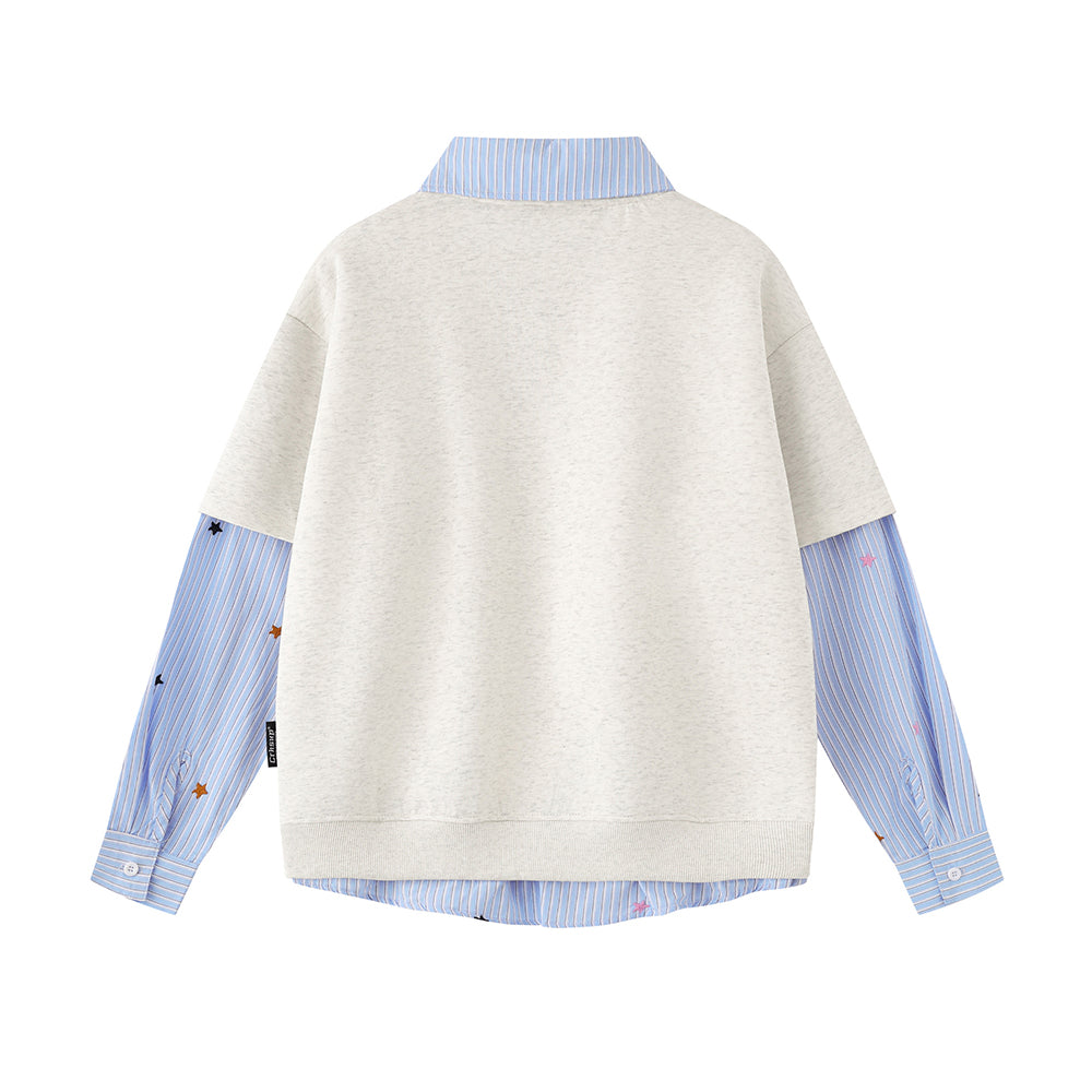 Fake two piece lapel sweatshirt