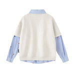 Fake two piece lapel sweatshirt