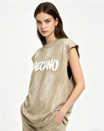 復古做舊無袖T恤