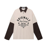 Retro patchwork fake two-piece long sleeves