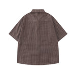 復古格紋短袖襯衫