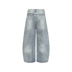 Loose-fitting washed denim jeans