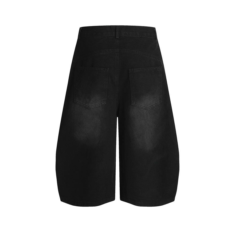 Vintage Washed Cropped Denim Shorts