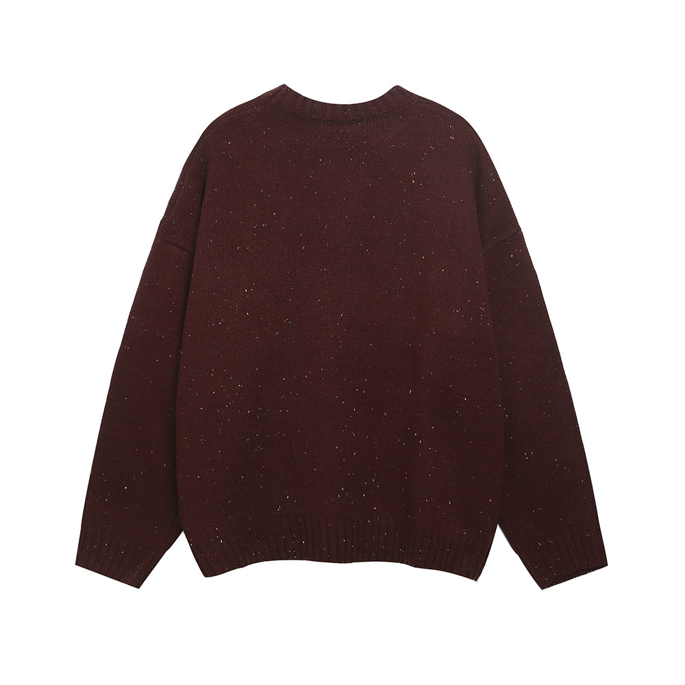 慵懶字母圓領毛衣