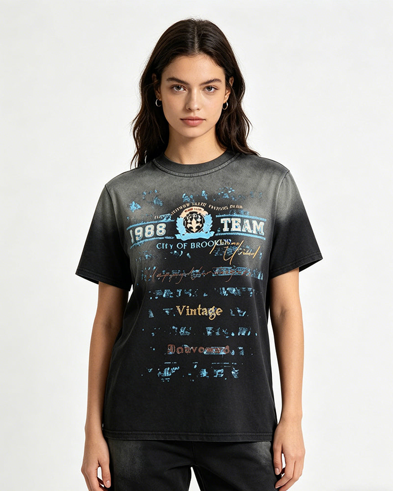 워싱 빈티지 반팔 티셔츠 (여성용)