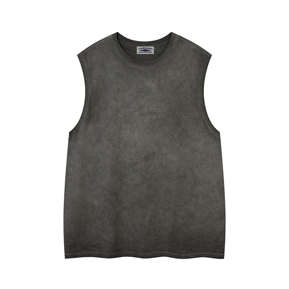 Washed solid color sleeveless vest