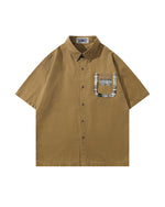 Retro patchwork casual shirt