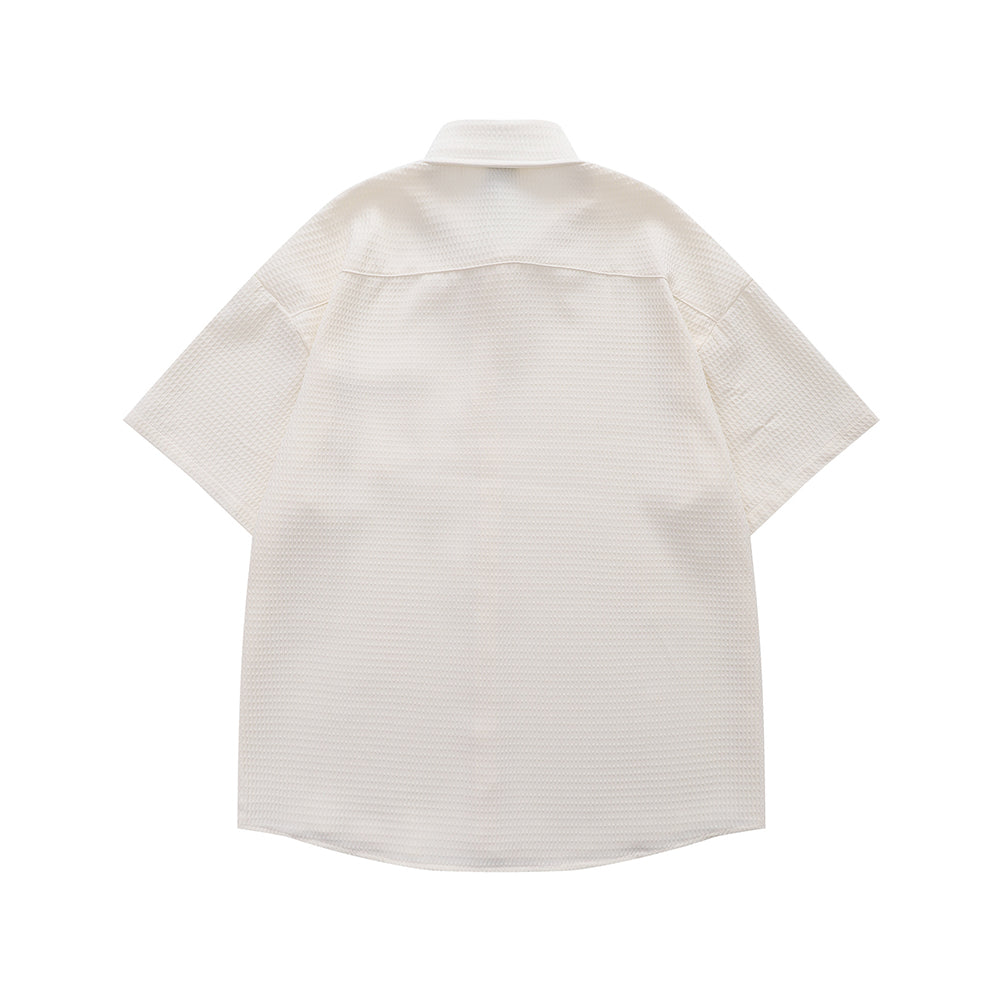 Embroidered plaid short-sleeved shirt