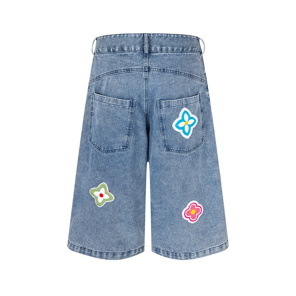 Floral embroidered cropped jeans