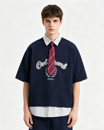 Fake two-piece lapel short sleeves