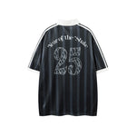 레트로 대비 스트라이프 반소매