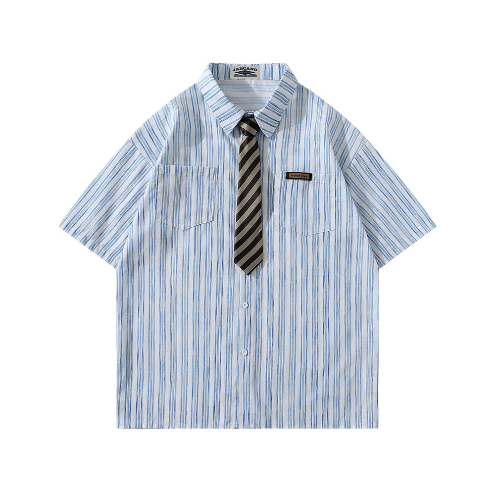 Striped short-sleeved shirt