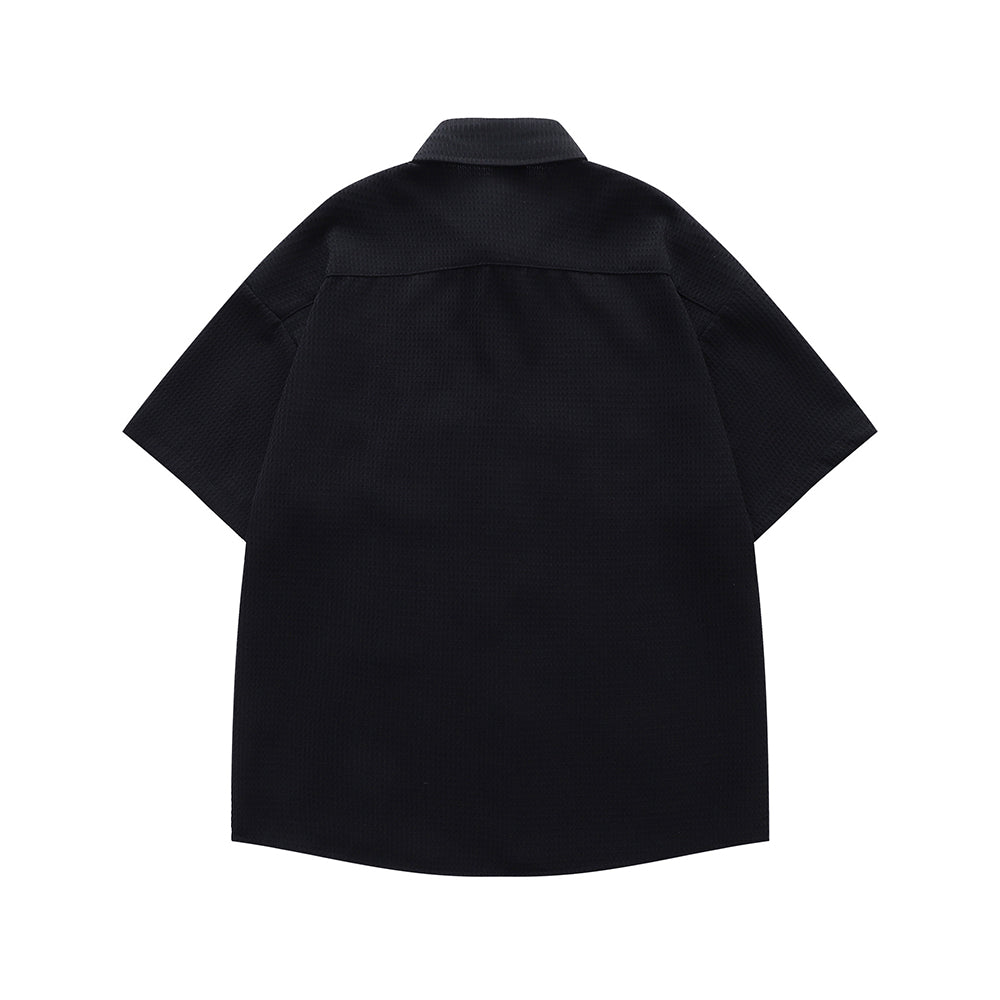 Floral embroidered short-sleeved shirt