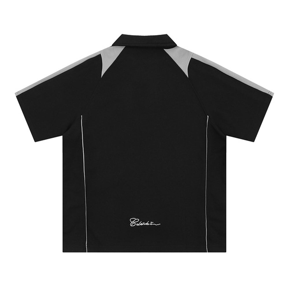 레트로 컬러 블록 반소매