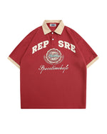 아메리칸 레트로 힙합 자수 문자 반팔