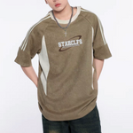 아메리칸 레트로 패치워크 대비 반소매