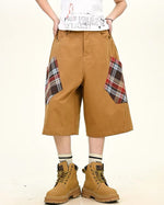 Simple patchwork plaid shorts