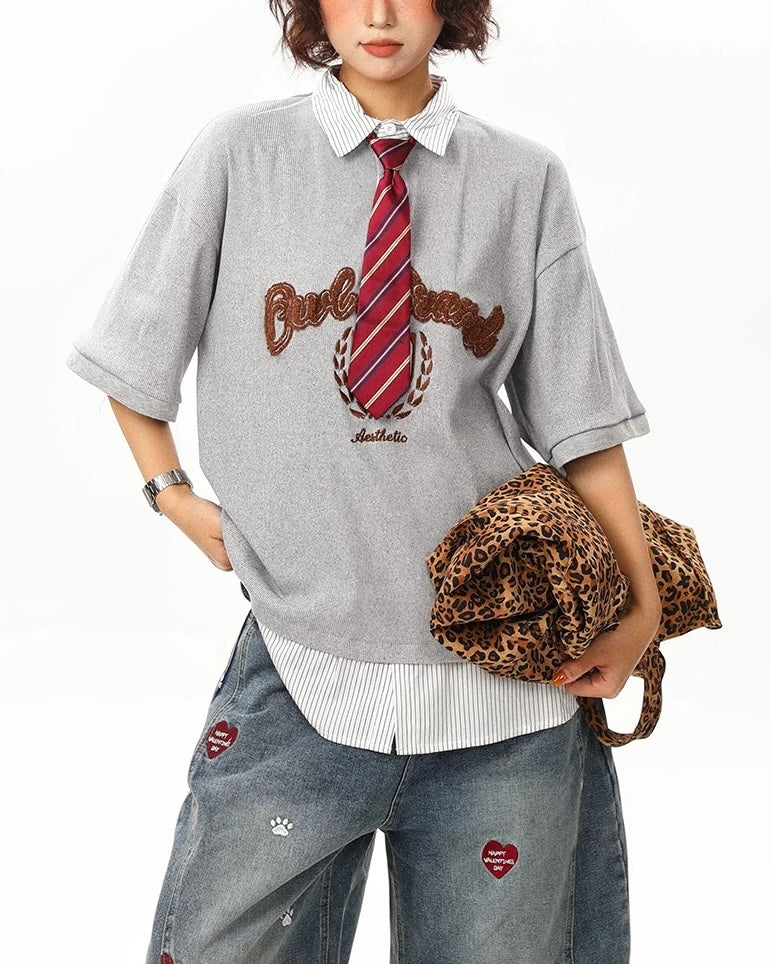 假兩件翻領短袖