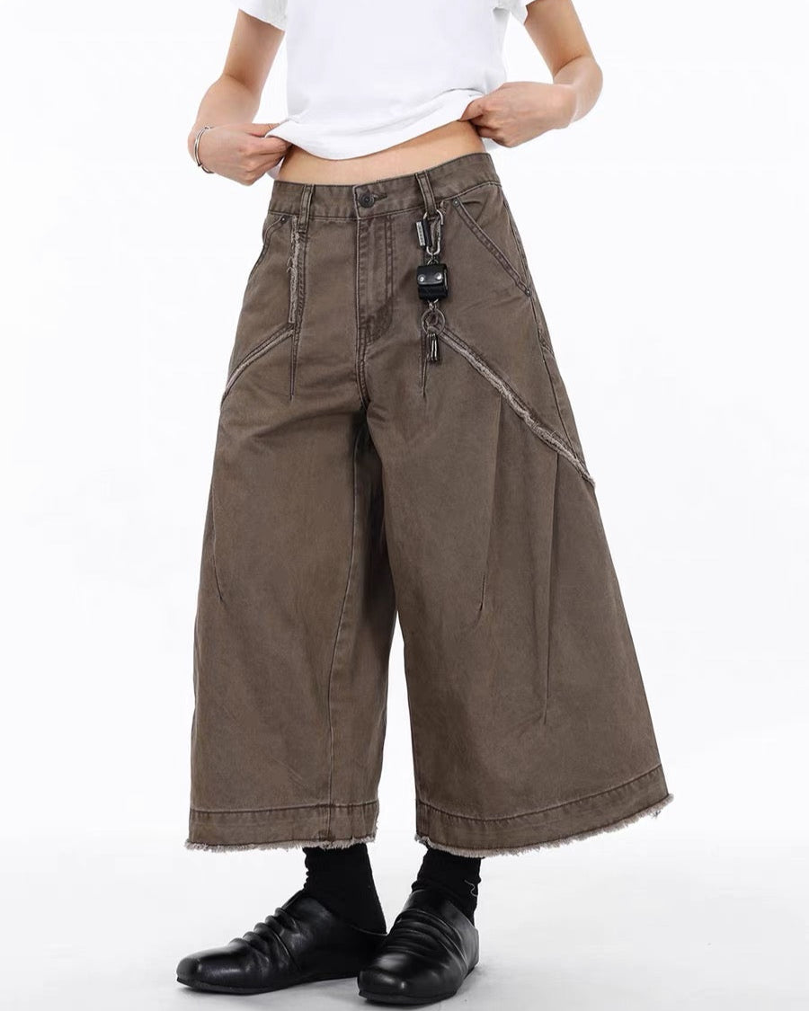 Panelled cargo cropped trousers