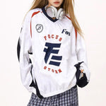 復古拼接寬鬆長袖