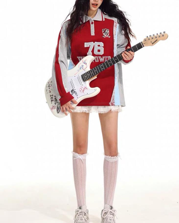 復古刺綉翻領長袖