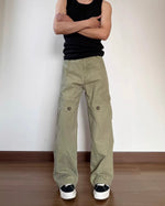 Vintage denim patchwork trousers