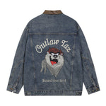 Retro cartoon embroidered denim jacket
