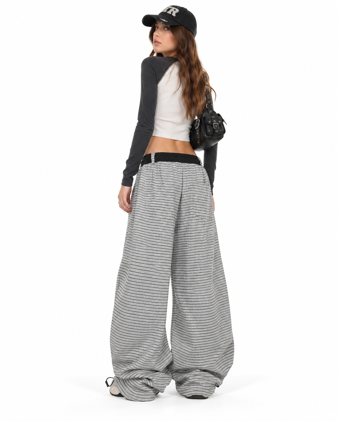 Retro contrast casual pants