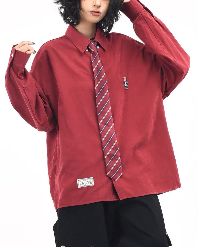 趣味領帶長袖襯衫