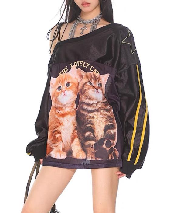 復古辣妹斜肩長袖(女款)