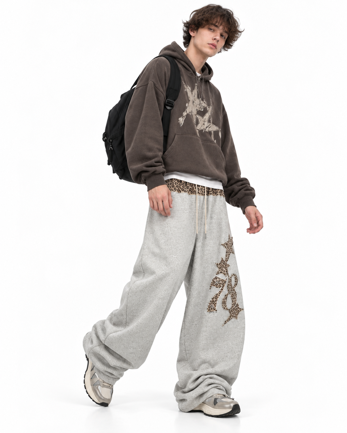 patchwork wide-leg scimitar pants