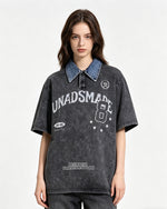 Washed lapel short sleeves