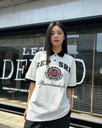 아메리칸 레트로 힙합 자수 문자 반팔