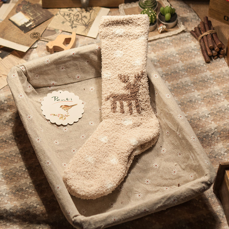 레트로 편안한 두꺼운 수면 양말