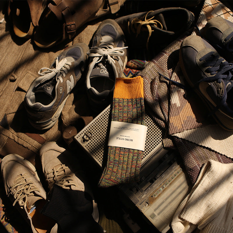 두꺼운 컬러 블록 양말