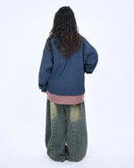 Spliced fake two piece denim shirt